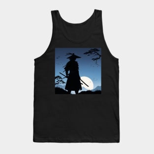 Samurai with the moon silhouette Tank Top